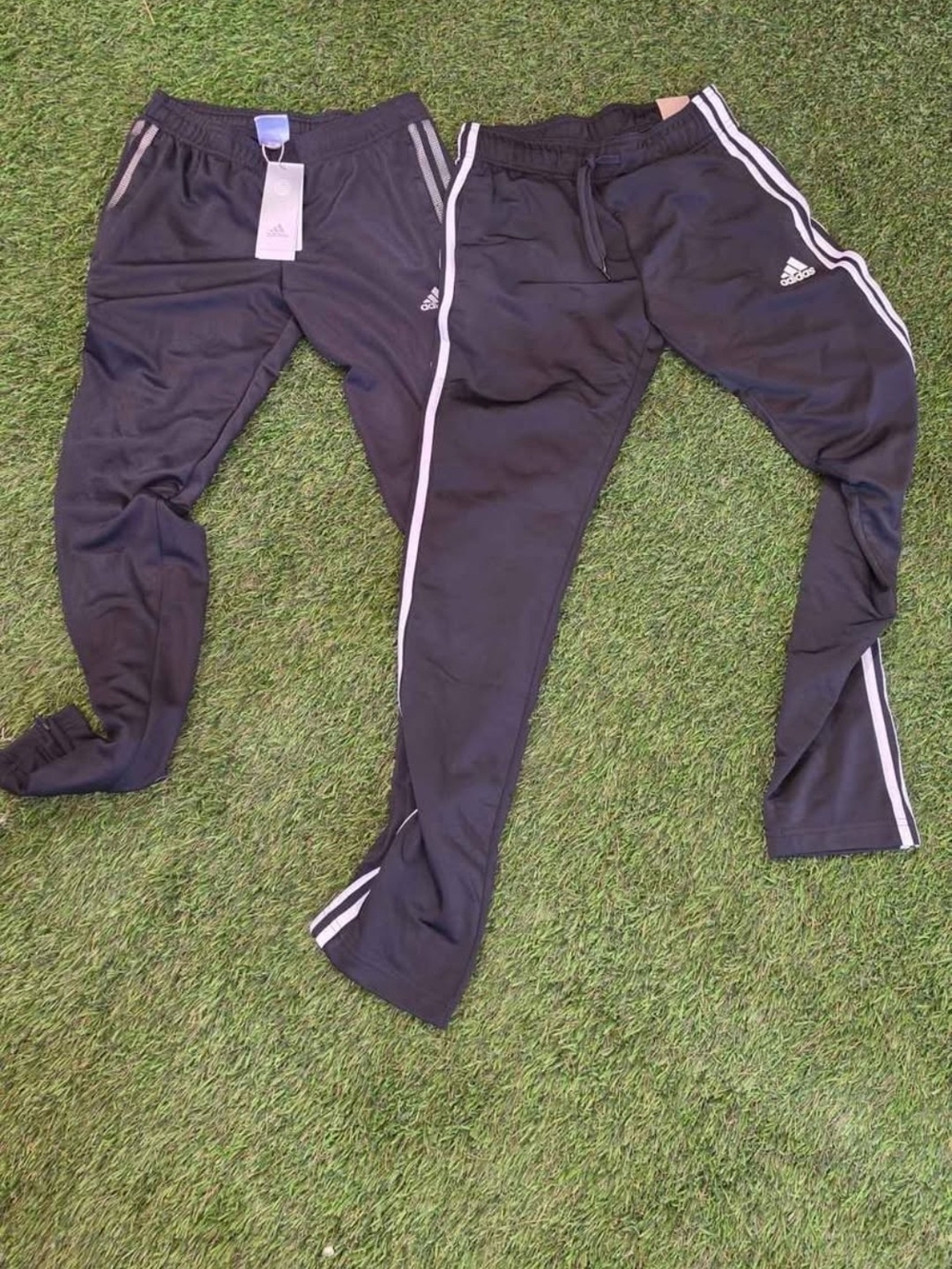 Adidas Black Track Pants with White Side Stripes